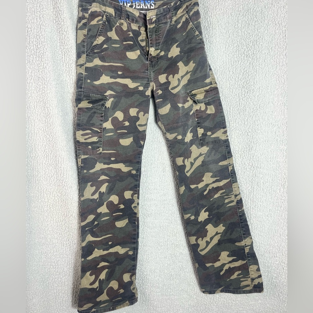VIP Jeans Camouflage Cargo Pants with Blue Accents